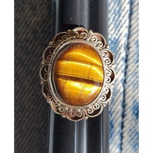 Tigers Eye sterling silver ring new statement piece 15 grams